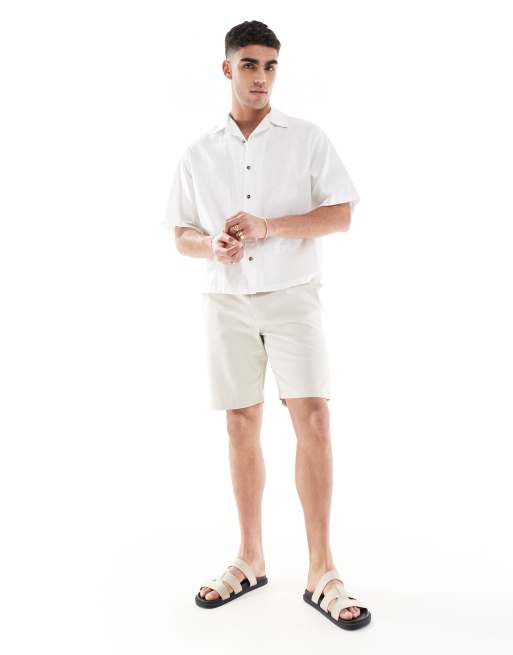 French Connection slim chino shorts in stone