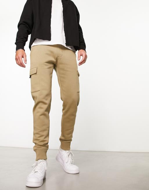 Pantalon Chino Homme Beige-Sweatpants Regular Slim Pantalons Cargo