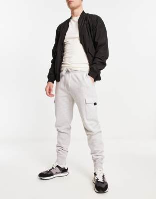 AllSaints Underground drawstring sweatpants in light gray