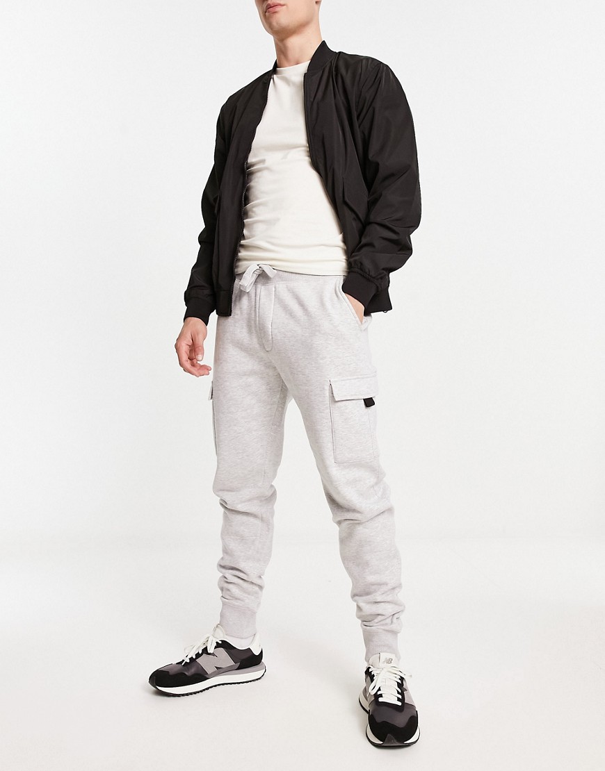 French Connection slim fit cargo sweatpants in black