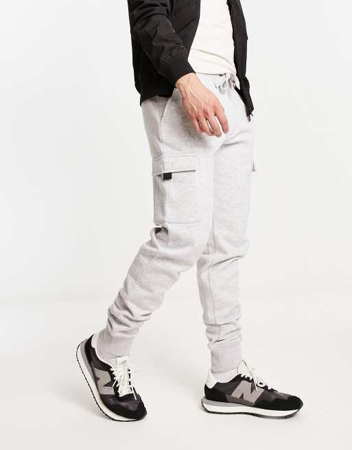 Two-tone cargo style jogging bottoms - Light grey