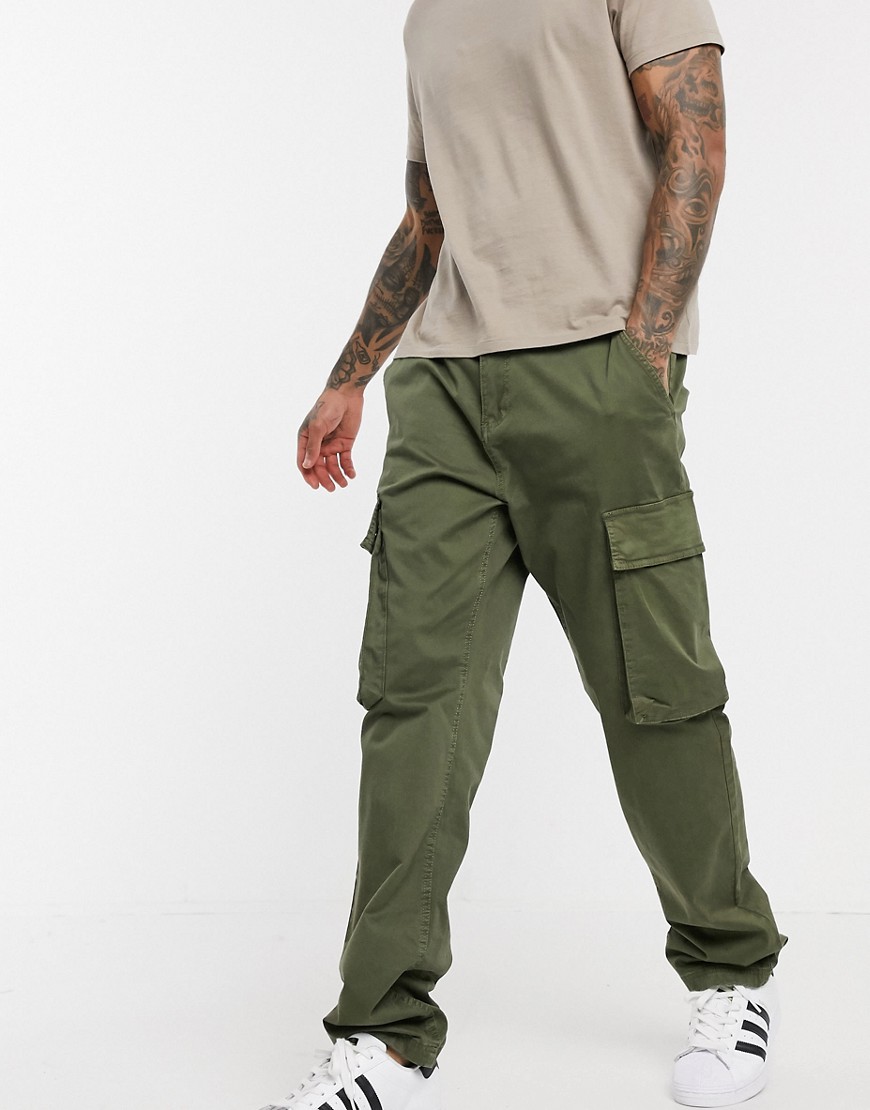French Connection slim fit cargo trousers-Green