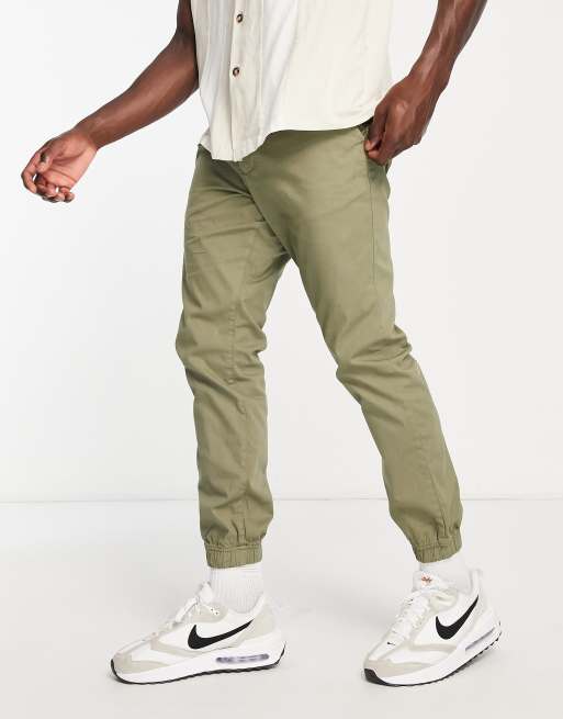 French Connection slim fit cuffed chinos in light khaki | ASOS