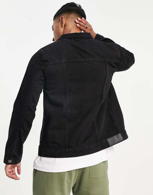 French Connection slim fit denim jacket in black