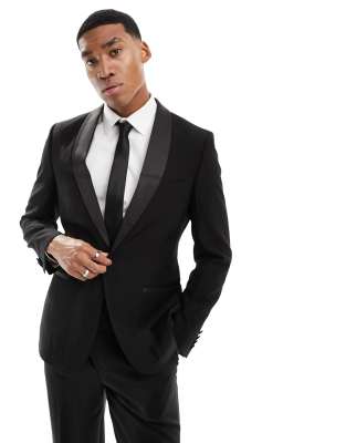 French Connection slim fit dinner suit jacket in black