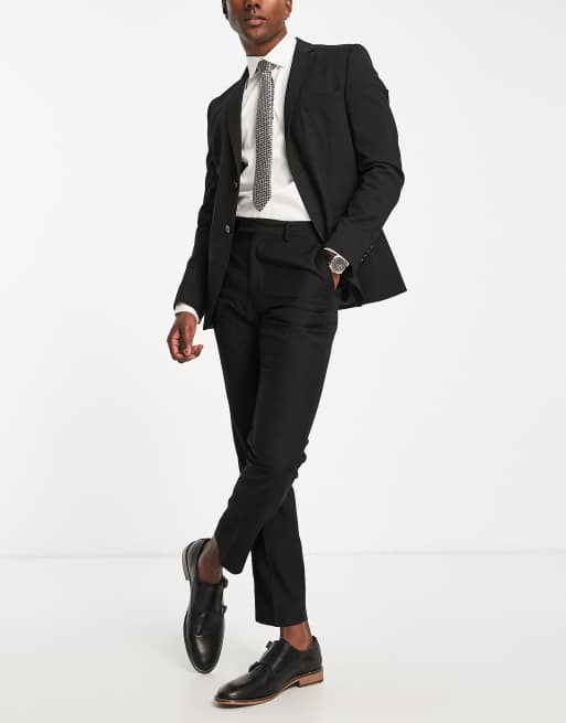 French Connection slim fit dinner suit trousers in black