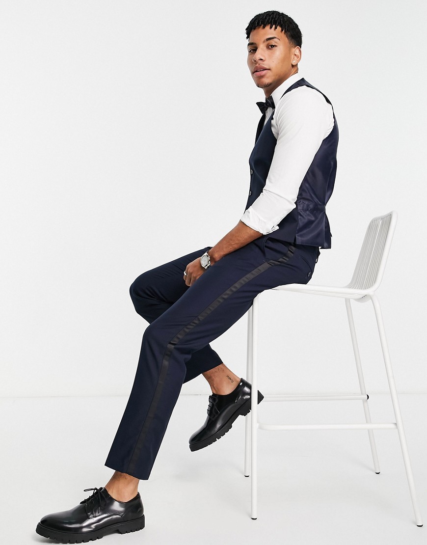 French Connection Slim Fit Dinner Suit Trousers-Navy