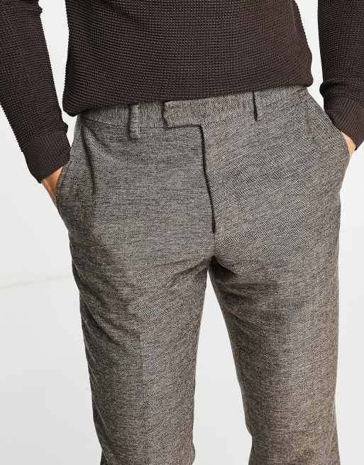 French Connection wedding suit pants in gray herringbone