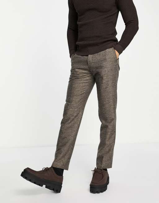 French Connection slim fit herringbone suit pants