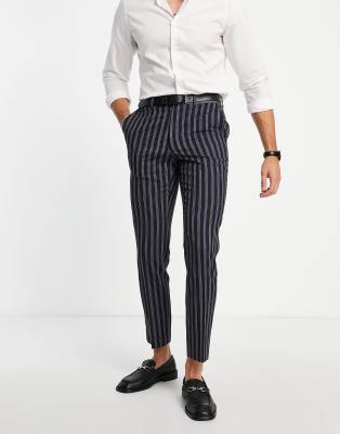 French Connection - Slim fit linnen pantalon met strepen | ASOS