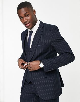 French Connection slim fit pinstripe suit jacket - ASOS Price Checker