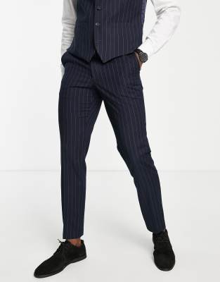 French Connection French Connection slim fit pinstripe suit trousers-Navy