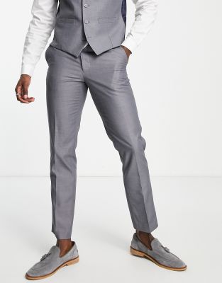 slim fit plain suit pants-Gray