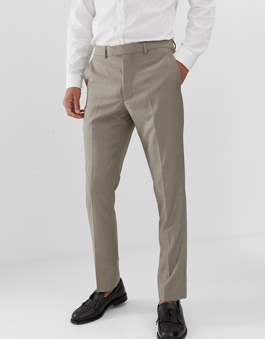 French Connection slim fit plain suit trousers-Brown