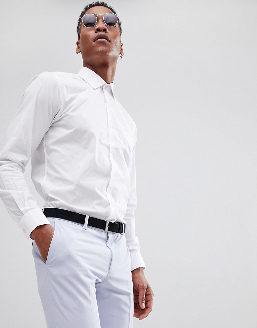 French Connection - Slim-fit poplin overhemd-Wit