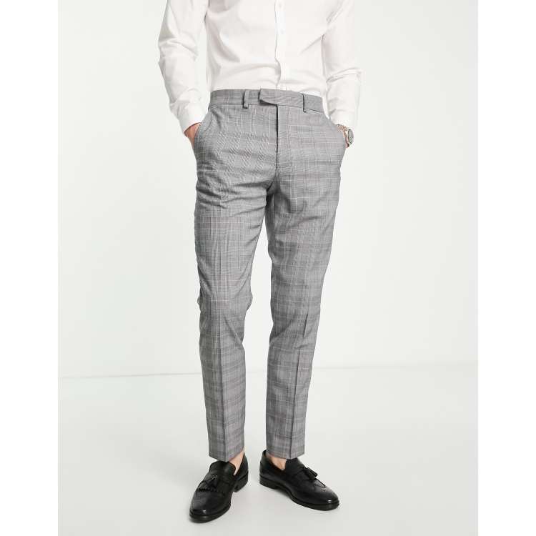 French Connection wedding suit pants in gray plaid