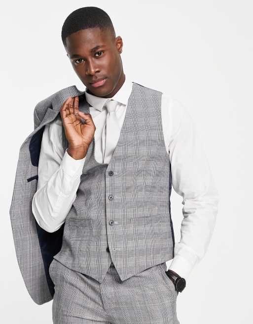 Mens grey check on sale waistcoat