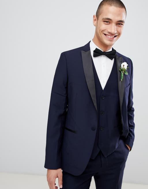 French Connection - Slim-fit kostuum met opstaande kraag in marineblauw, 2 van 4