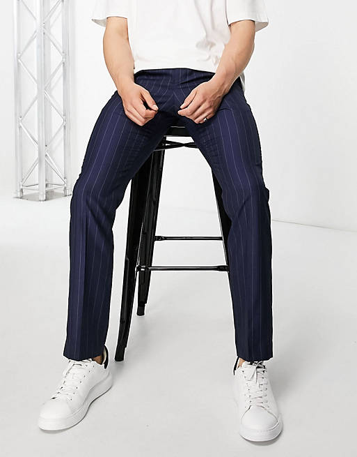 French Connection slim fit striped trousers