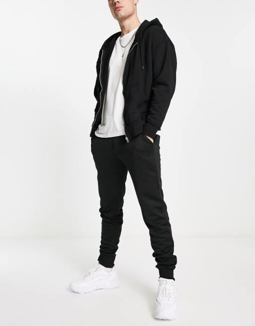 French Connection slim fit tricot joggers in black | ASOS