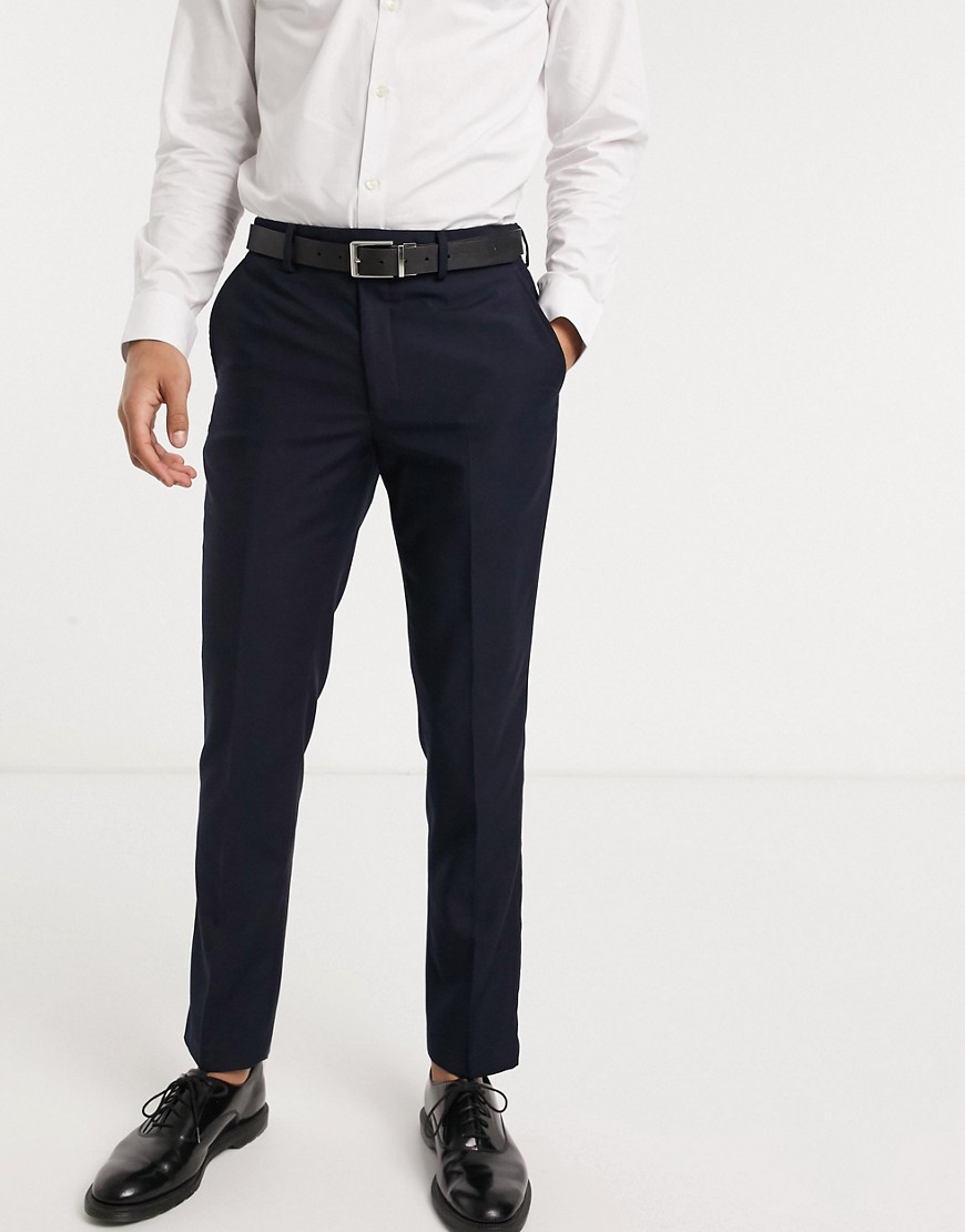 French Connection slim fit tuxedo suit trousers-Navy