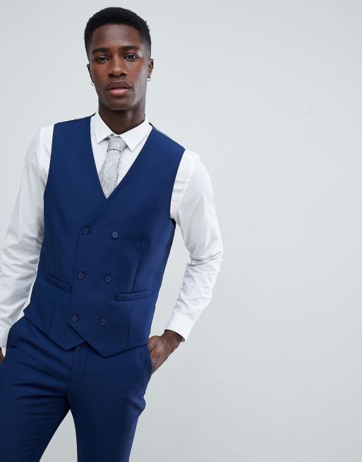 French Connection Slim Fit Wedding Double Breasted Scoop Waistcoat