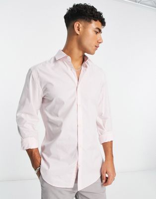 French Connection slim formal long sleeve shirt in pink - ASOS Price Checker