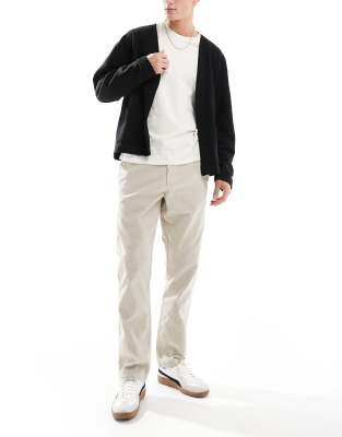 French Connection Mens French Connection slim leg cord trousers in stone-Neutral