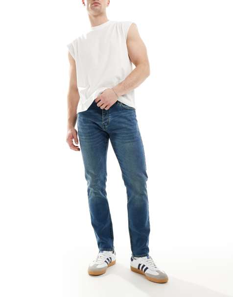 French Connection slim leg jeans in mid wash blue - view 1