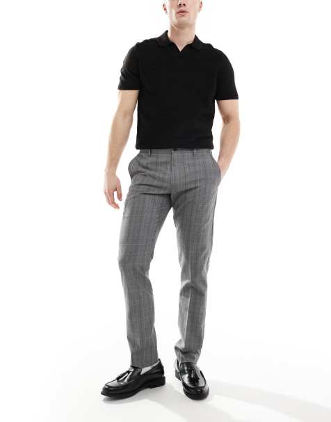 French Connection slim leg tailored pants in gray plaid - view 1