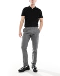 [French Connection Mens] French Connection slim leg tailored pants in grey check W32 Grey check