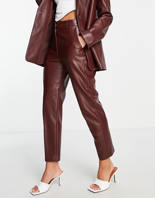 French Connection slim leg trousers co-ord in chocolate PU