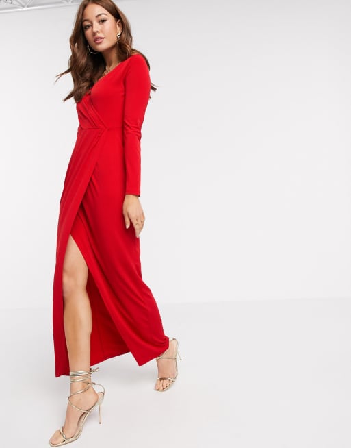 French connection red wrap dress sale