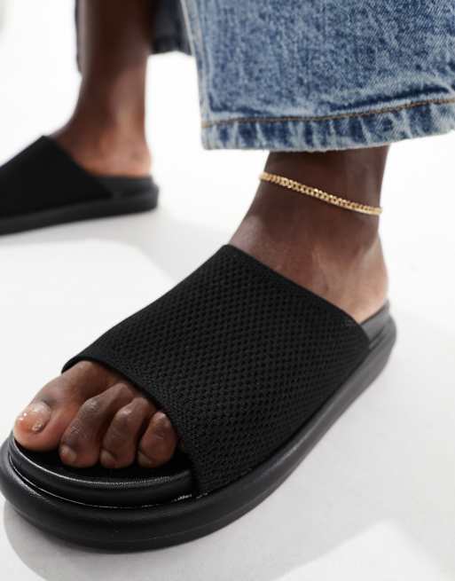 French Connection Slippers van stof in zwart