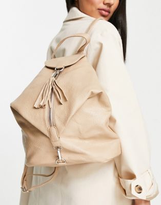 French Connection slouchy backpack in tan