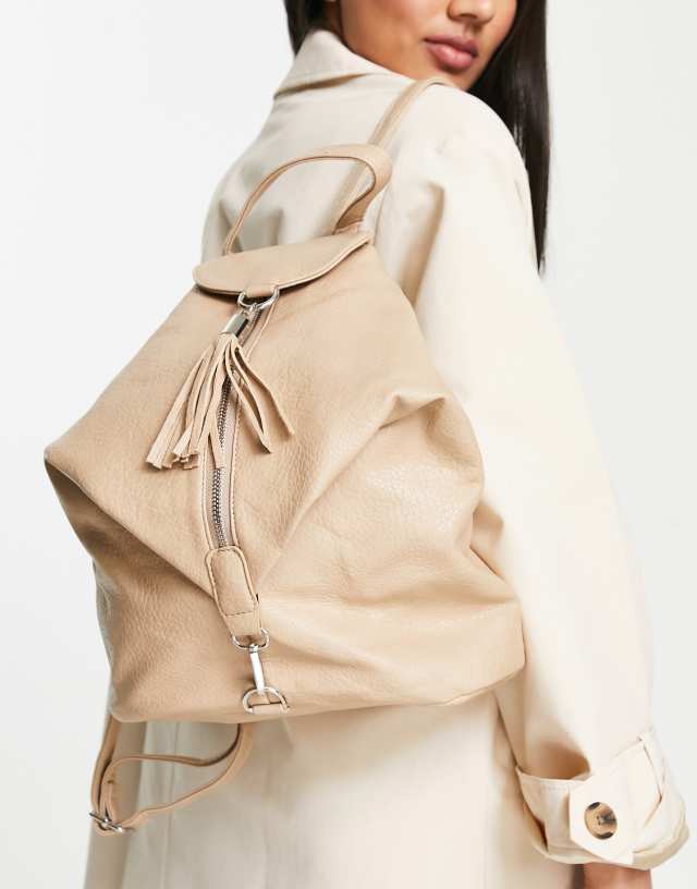 French Connection slouchy backpack in tan