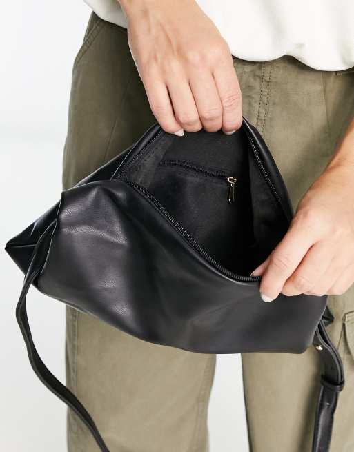 COS Leather Crossbody Bag in Black