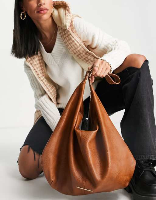 French Connection slouchy hobo bag in tan