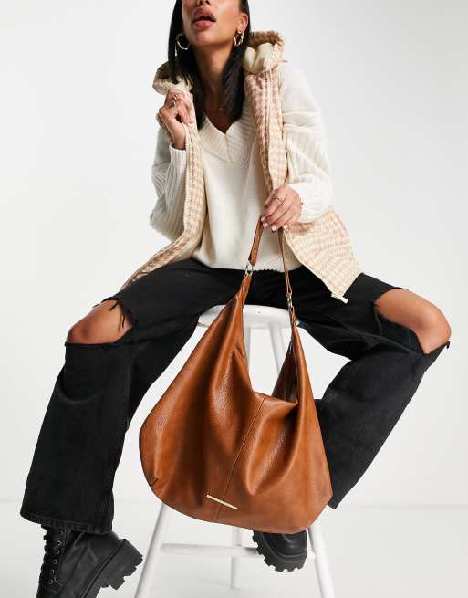 French Connection slouchy hobo bag in tan