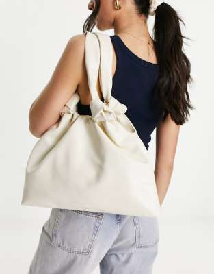 Cream Super Oversized Knot Handle Shopper Bag