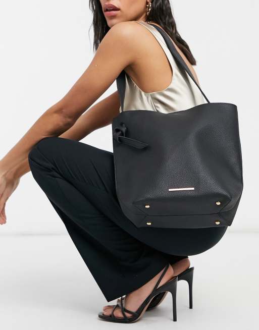 French Connection Slouchy Tote in black | ASOS