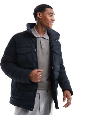French Connection Mens French Connection smart puffer jacket with pockets in navy