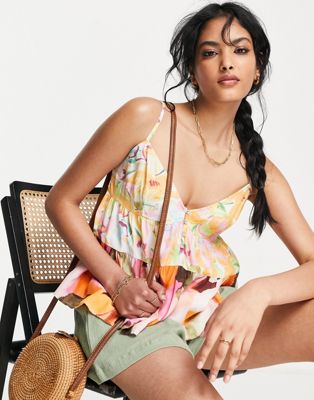 French Connection smock cami top in contrast print - ASOS Price Checker