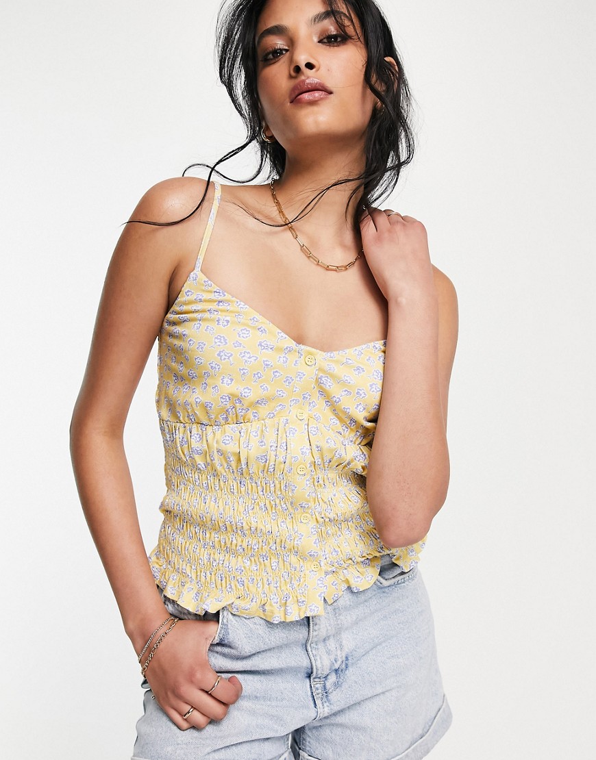 Shop French Connection Smocked Cami Top In Ditsy Floral-yellow