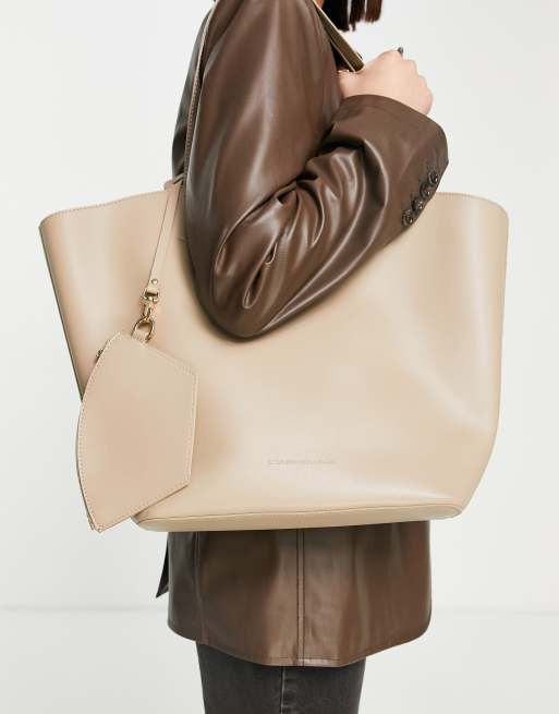French Connection smooth tote bag in stone