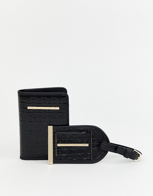 French Connection snakeskin passport and luggage tag gift set