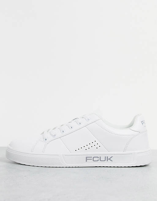 French Connection - Sneakers van imitatieleer met veters in wit