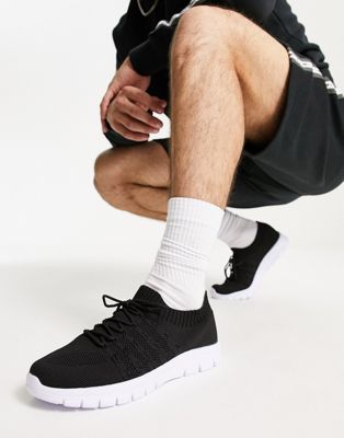 French Connection sock knitted trainers in black - ASOS Price Checker