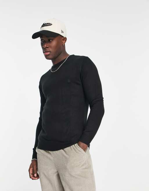 French Connection soft touch crew neck jumper in black | ASOS