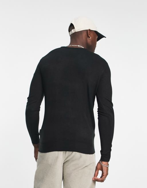 French Connection soft touch crew neck jumper in black | ASOS